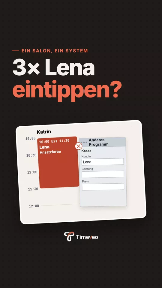 Reel: 3× Lena eintippen? Ein Salon, ein System.